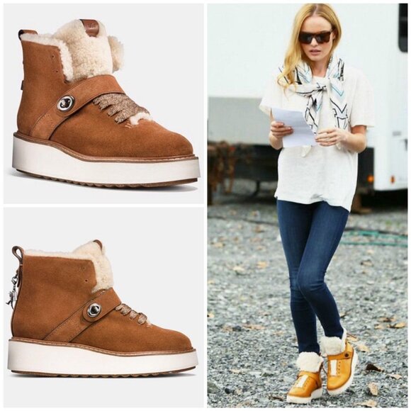 NWOB Coach Urban Hiker Suede Ankle Shearling Cold Weather Boots - Picture 2 of 5